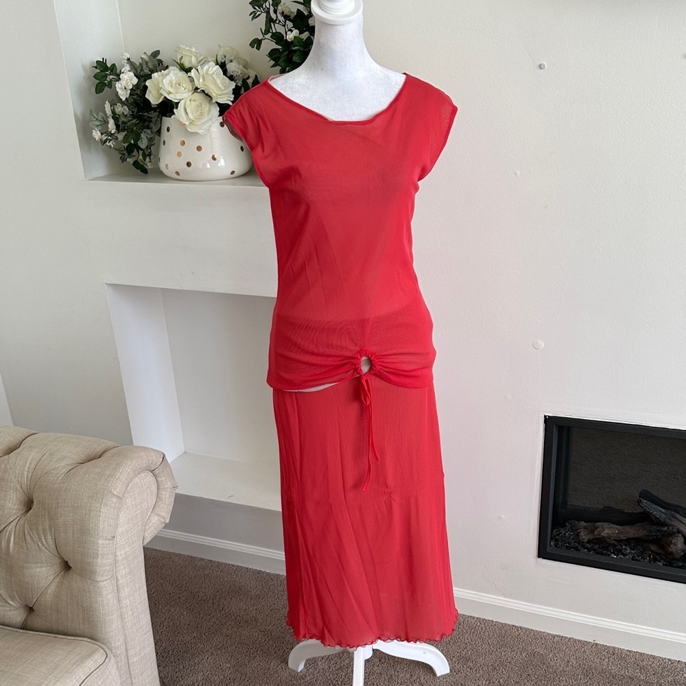 Sarli M Elegant Red Women's Skirt Set